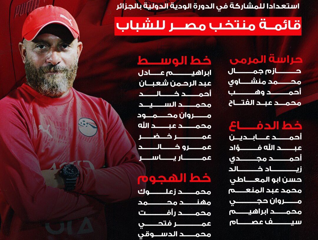 قائمة منتخب الشباب مع وائل رياض لدورة الجزائر الودية